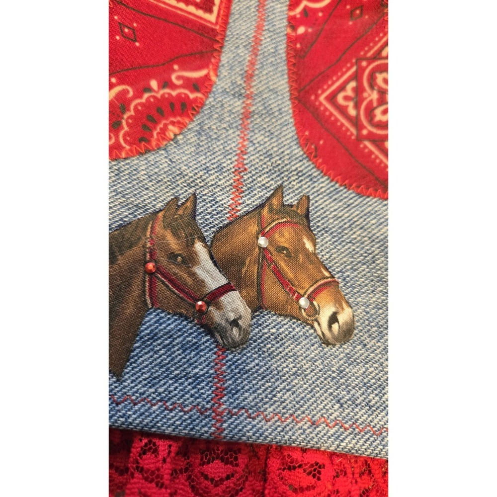 Handmade Girls‎ Western Denim Tote Bag Horse Cowgirl Bandana Lace Purse 10x8